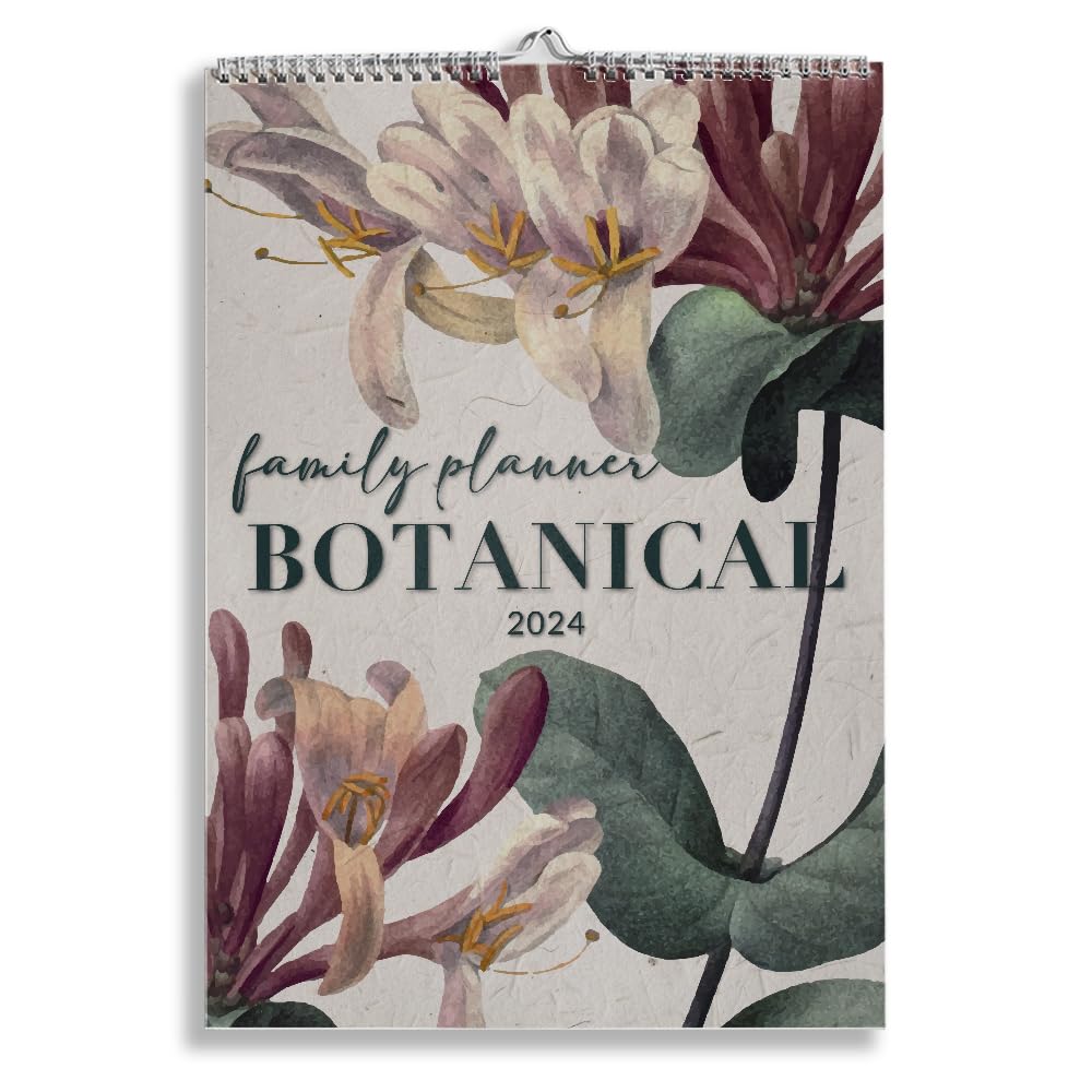 BOTANICAL 2024 Family Planner Wall Calendar with 5 Columns - Organize Family -