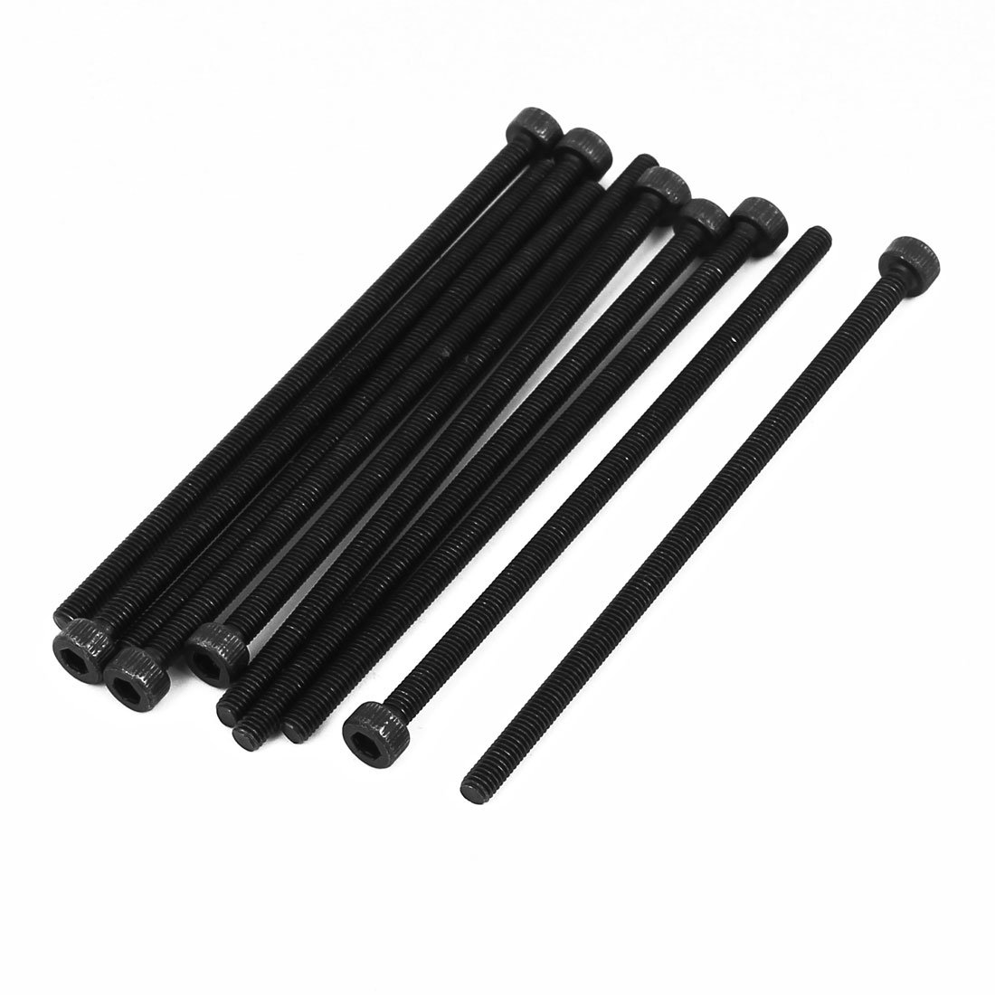 Sourcingmap M3x70mm Fully Thread Hex Socket Head Knurled Cap Screw Bolt Black 10pcs