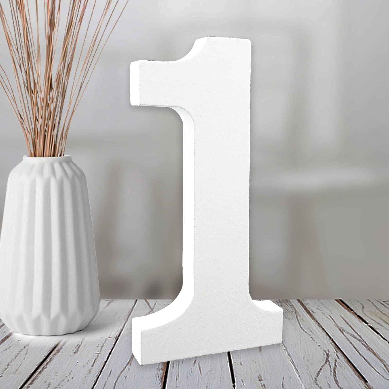 Photo 1 of AOCEAN 6 Inch White Wood Numbers, Unfinished Wood Number for Wall Decorative Standing Numbers Slices Sign Board Decoration for Craft Home Party Projects (1)