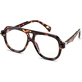 FEISEDY Stylish Reading Glasses for Woman Men Trendy Retro Double Bridge Readers B0287