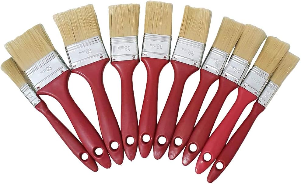 Kit de 9 pinceaux multi-tailles en bois rouge