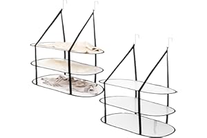 2Pcs 3 Tier Sweater Drying Rack, Over The Door Drying Rack Flat Mesh Foldable, Portable Clothes Dryer Racks for Laundry Lay B