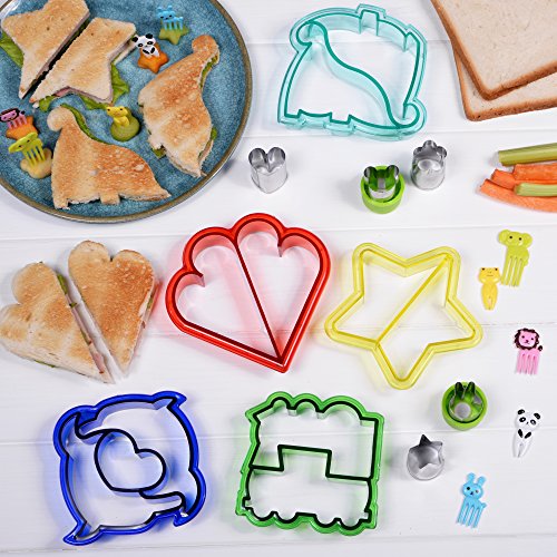 Sandwich Cutters for Kids, 20Piece Set, 5 Kid Sandwich Cutters Shapes
