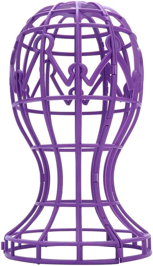 Wig Display Stand ABS Foldable Wig Display Support Stand Professional Holder Folding Wig Air Dry for All wigs and Hats(Purple)