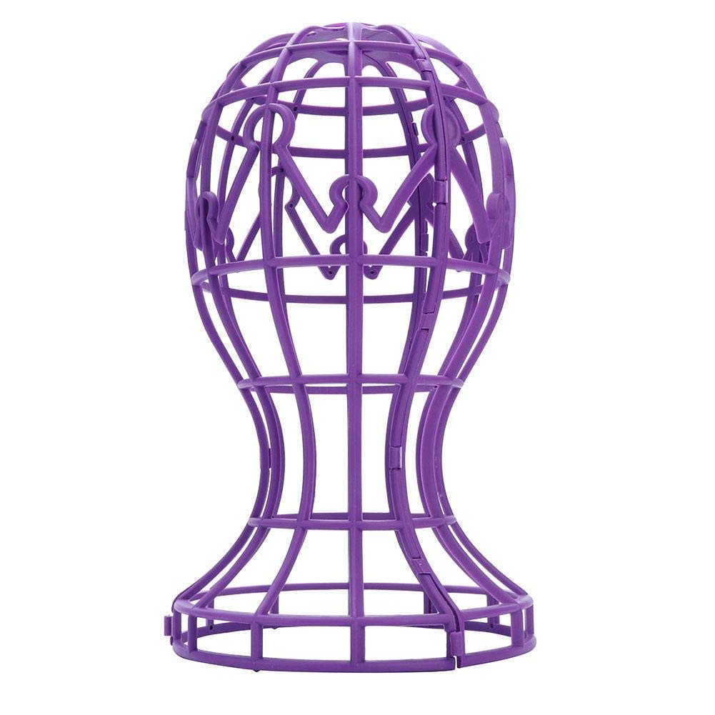 Wig Display Stand ABS Foldable Wig Display Support Stand Professional Holder Folding Wig Air Dry for All wigs and Hats(Purple)