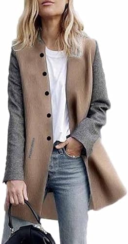 Download Toamen Cardigan Veste Femmes Long manteau Coutures de couleur contrastée Manche longue Décontractée poids léger (M, Gris) PDF