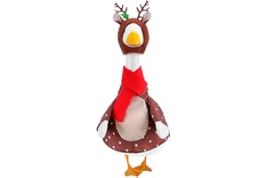 Huhumy Christmas Reindeer Goose Outfit Porch Goose Clothes for 23'' Cement Statue Cute Christmas Reindeer Costume for Outdoor Garden Lawn Yard Patio Seasonal Holiday Xmas Decoration