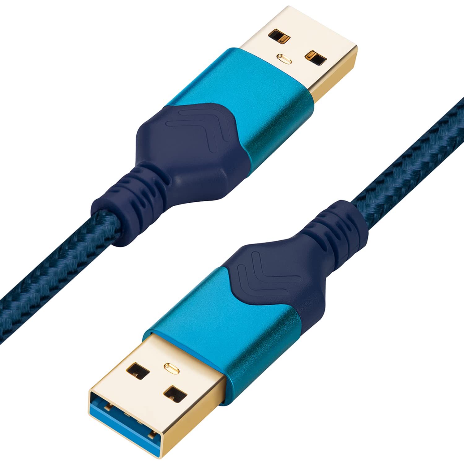 ROFICORD USB 3.0 Male to Male Cable, USB A to USB A 0,6m High Speed Data Cord Compatible with Hard Disk Drive/Laptop Cooler/Set-top Box/DVD Player/TV/Camera and More (2 FT, Blue)