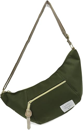 Amazon ショルダーバッグ レディース 斜め掛けバッグ ミニショルダー アネロ Anello ポリキャンバス バナナ型 ミニバッグ ボディバッグ 男女兼用 メンズ 軽量 全10色 カーキ 並行輸入品 Anello アネロ ショルダーバッグ