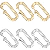 WADORN 6Pcs 925 Sterling Silver Carabiner Lock Clasps 2 Colors Real Gold Silver Plated Oval Necklace Carabiner Lock Charm Jewelry Connector Necklace Bracelet Enhancer Shortener for DIY Jewelry Making