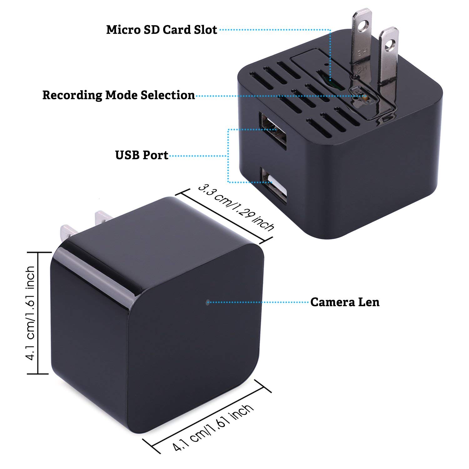 USB Wall Charger Adapter, 1080P HD Hidden Camera Motion Detection Loop Recording Nanny Cam Security Surveillance For Home Office Storage Up To 32GB