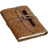 Refillable Leather Journal Writing Notebook - Refillable Notebook, Handmade Leather Journal for Men, A5 Notepad Cover Sketchbook to Drawing, Large 6"x8", Brown