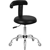 Antlu Rolling Stool with Back Esthetician Tattoo Artist Lash Dental Chair | Adjustable Shop Stool Chair with Wheels for Sewing Nail Tech Desk (Black)