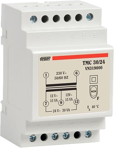VEMER VN319000 TMC 30/24 DIN Rail Safety Transformer 230V 12-24V