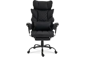 Big and Tall Ergonomic Adjustable Executive Office Chair with Leg Rest - 400 lbs Capacity, Reclining, 360° Swivel, Height Adj