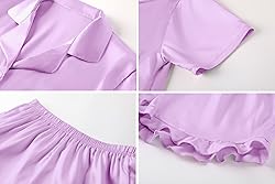 Umeyda Girls Satin Silky Collar V Neck Ruffle Short