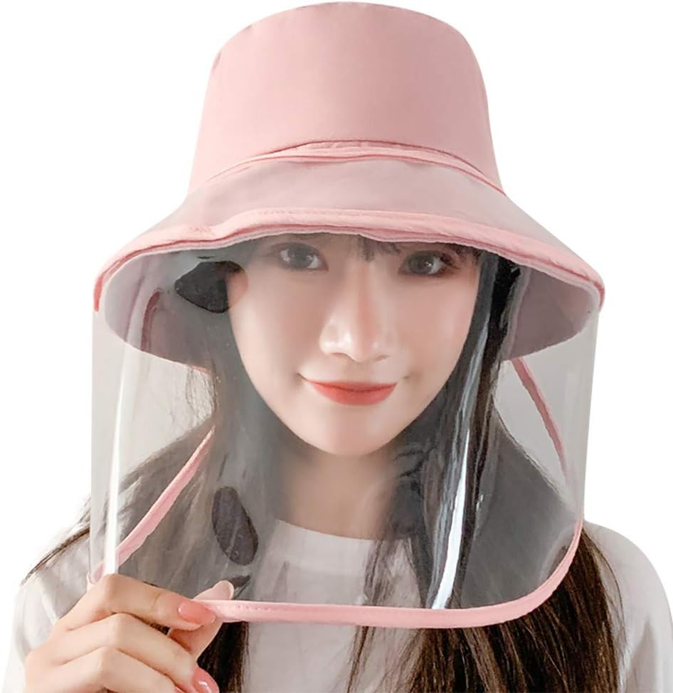 Gallity Safety Face Shield for Women Full Face Shield Breathable and Lightweight Comfortable Adjustable Anti-fog Hat Protective Cap (Pink)