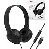 JVC USB-C Wired On-Ear Headphones with Mic – Comfortable All-Day Wear, Clear Calls, Rich Sound – Foldable & Lightweight – Tangle-Free Single-Sided Cable – Great for Gaming & Work from Home