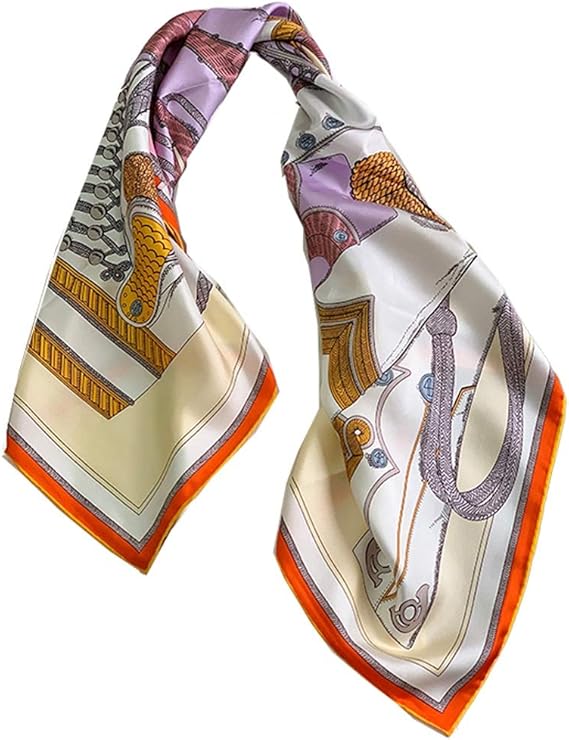 Amazon Co Jp シルクスカーフシンプルモダンスタイル90センチメートル寛大なスカーフ装飾的な小さなスカーフファッションバッグストラップスクエア日焼け止めショール Color Purple Size F 服 ファッション小物