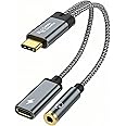 CableCreation USB C to 3.5mm Headphone and Charger Adapter with PD 100W 60W Fast Charging, USB C to Audio Jack Type C to Aux Cord for iPhone 16 15, Galaxy S24/S23/S22 Ultra+, iPad Pro/Air, Pixel 9/8+