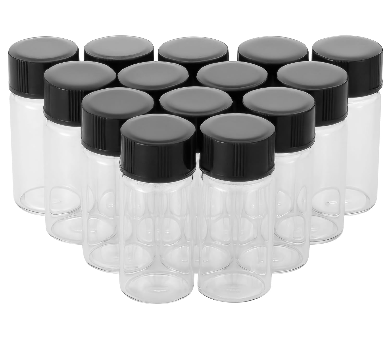 SWHstore Clear Glass Sample Bottle with Black Screw Cap Plastic