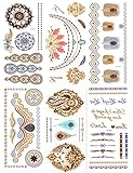 New Fashion, Dalin 6 Sheets Gold Silver Body Jewelry Temporary Metallic Tattoos
