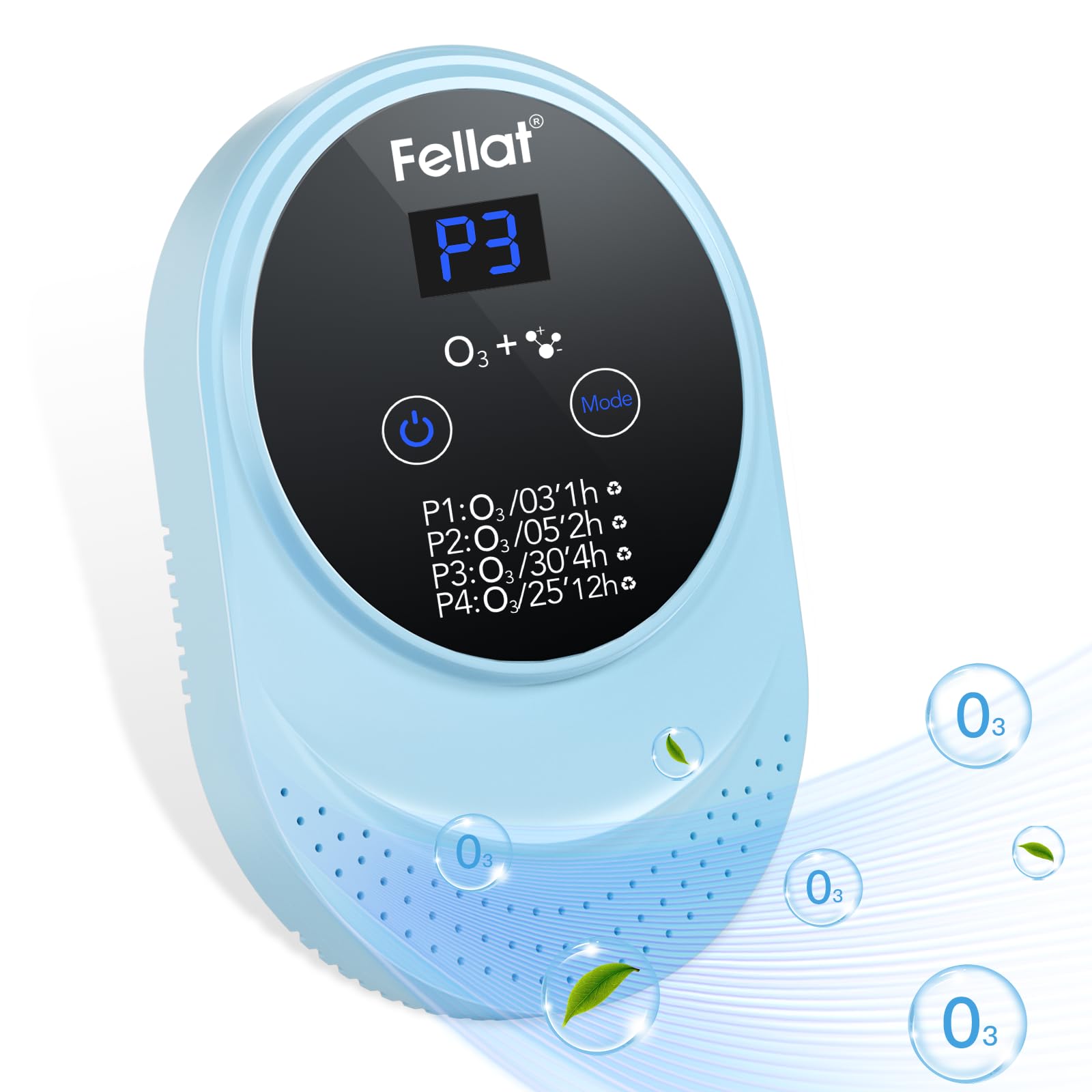 Ozone Generator, Ozone Machine Odor Removal for 5-30 ㎡ Room, Portable Room Deodorizer with Negative Ion, Odor Eliminator Suitable for Kitchen, Smoke, Pet Room, Living Room, Toilet