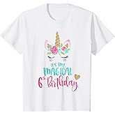Kids Unicorn 6th Birthday Party Girl 6 Years Old T-Shirt