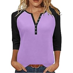 Womens 3/4 Sleeve Tops and Blouses Plus Size