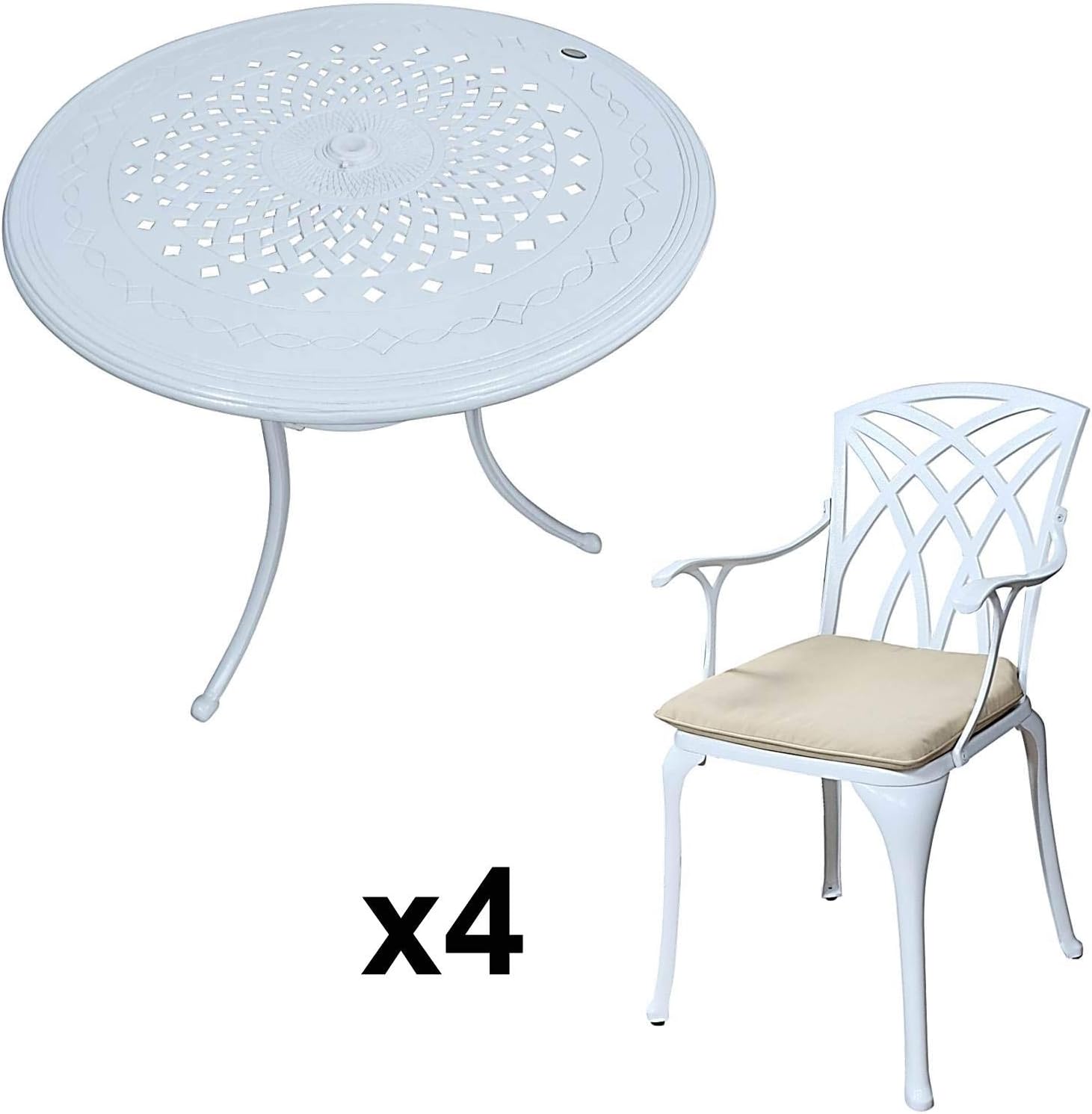 Amazon.de Lazy Susan ANNA 80 cm Runder Gartentisch mit 4 Stühlen