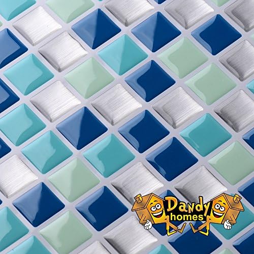 Peel and Stick Self-Adhesive Backsplash Stick-on Vinyl Wall Tiles for Kitchen and Bathroom By Dandy Homes (Ocean, 6 pack)