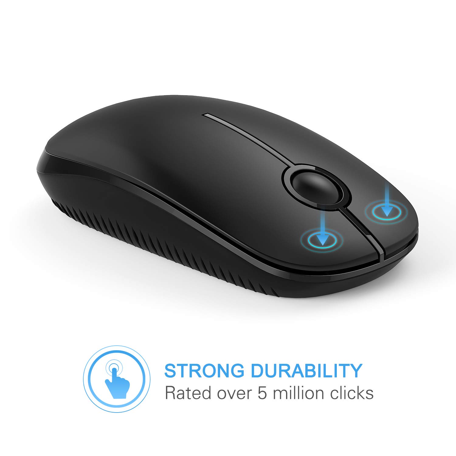 Vssoplor Wireless Mouse, 2.4G Slim Portable Computer Laptop Mouse with Nano Receiver Quiet Silent Optical Mice for Notebook, PC, Laptop, Computer-Black