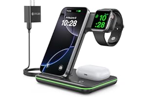 WAITIEE Wireless Charger for iPhone 17 16 15 14 13 12 11 X 8, 3 in 1 Charging Station for Apple Watch 11/10/9/8/7/6/5/4/3/2/SE/Ultra/Ultra 2/Ultra 3 & for AirPods 4/3/2/Pro/Pro 2