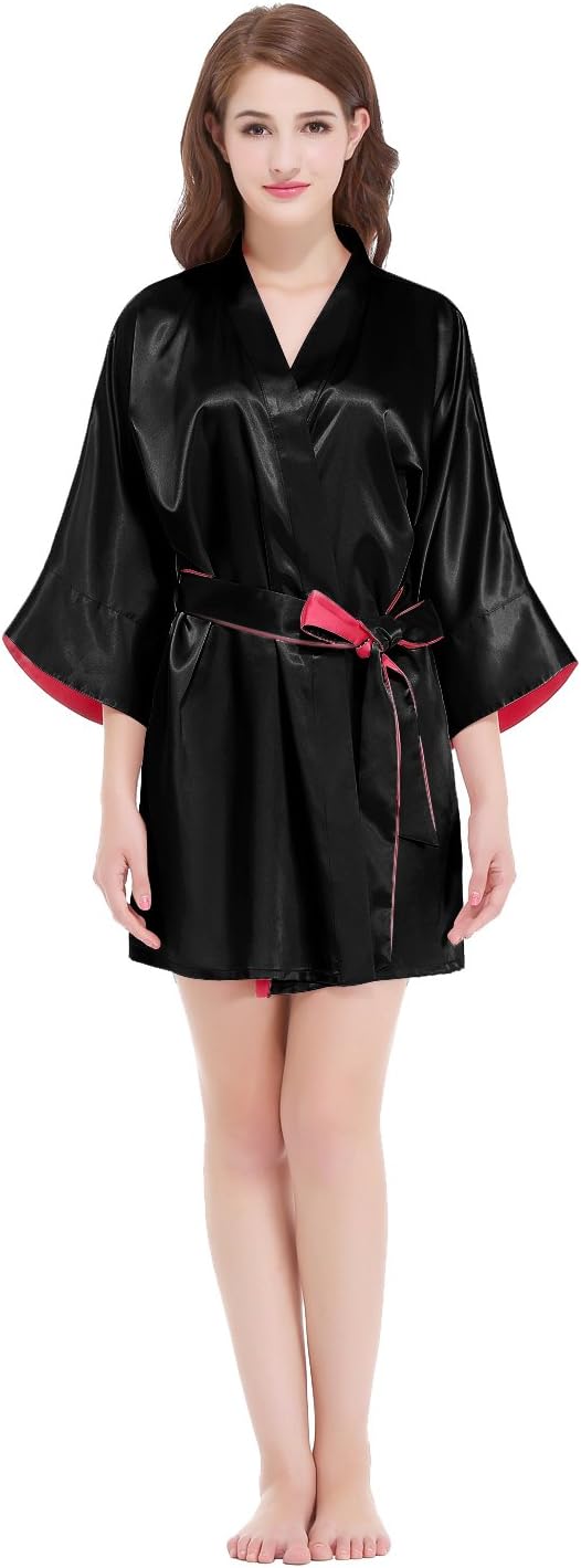Find Dress Women's Kimono Robe, Elegant Satin Robe, Short