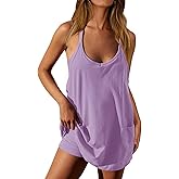 Nirovien Womens Tennis Dress Workout Mini Dress with Shorts Sleeveless Spaghetti Straps Golf Athletic Dresses