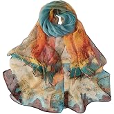 Pokeedioty Scarfs for Women Lightweight Fashion Scarves Elegant Floral Pattern Sheer Scarfs Sunscreen Shawls Wraps