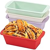 SmartKitch Mini Silicone Bread Loaf Pan, Non-Stick Bread Pans for Baking,Flexible Silicone Baking Molds for Bread, Cake, Meatloaf Size: 7.5''L x 3.7''W x 2.1''H (4PCS-Red+Green+White+Purple)