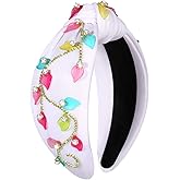 NVENF Summer Strawberry Headband for Women Fruit Headbands Tropical Leaf Headbands Summer Beach Hairbands Hair Accessories Outfits (Leaf A-White)