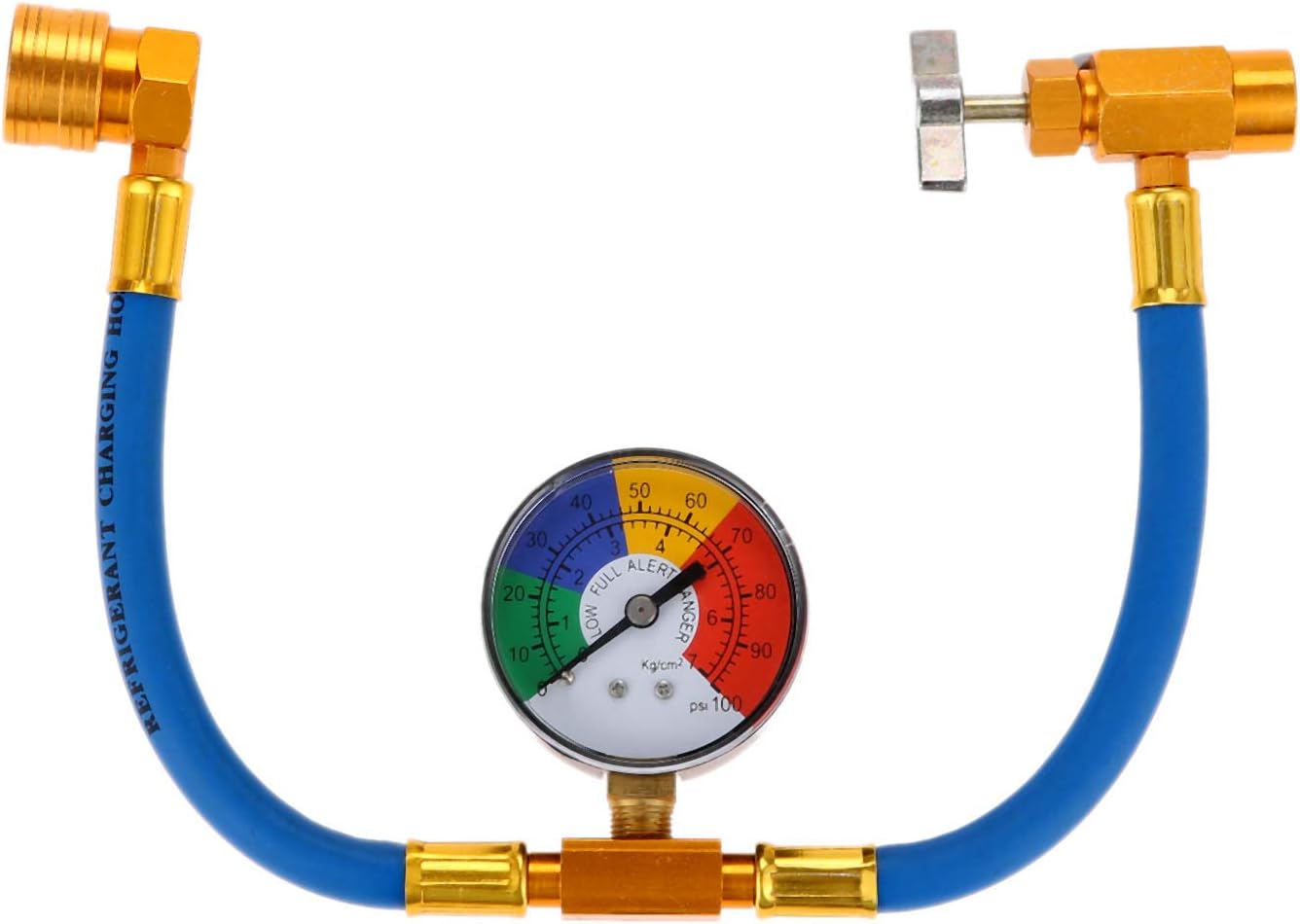 Aupoko R134A AC Refrigerant Charge Hose, 1/2’’ Acme Can Opener Tap Dispensing Valve, and Recharge Hose with Pressure Gauge, Fits for Car AC Air Conditioning Refrigerant: Automotive