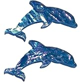 Aquatic Custom Tile Dolphin Glass Swimming Pool Step Marker Mosaic (5", Deep Blue) (2 Pack)