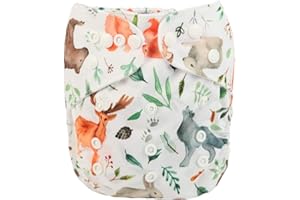 Sigzagor Baby Pocket Diaper Nappy Reusable Washable (Watercolour Animals)