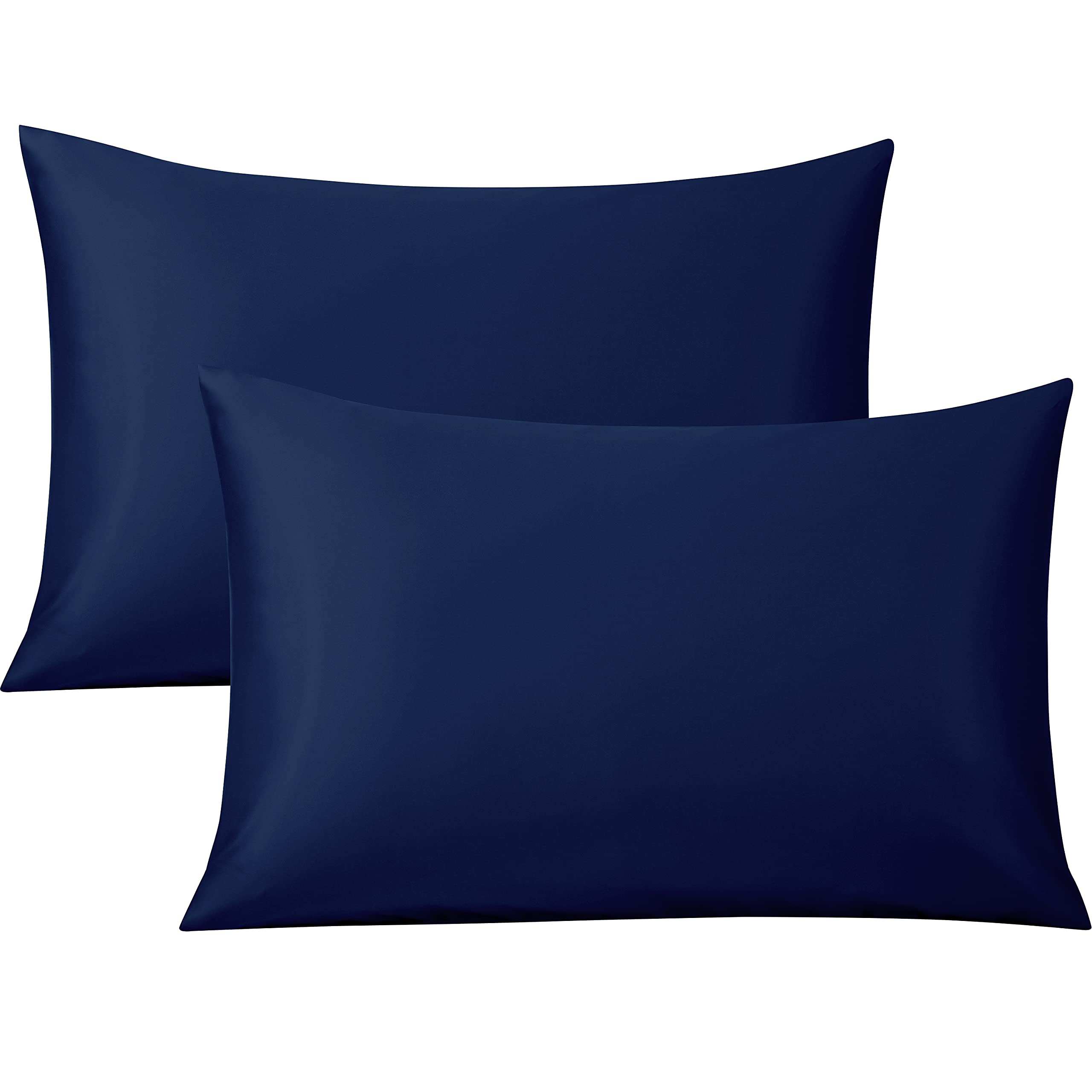 FLXXIE 2 Pack 500 Thread Count 100% Egyptian Cotton Pillowcases, Super Cozy and Breathable Queen Pillow Cases with Envelope Closure, 50x75 cm, Navy