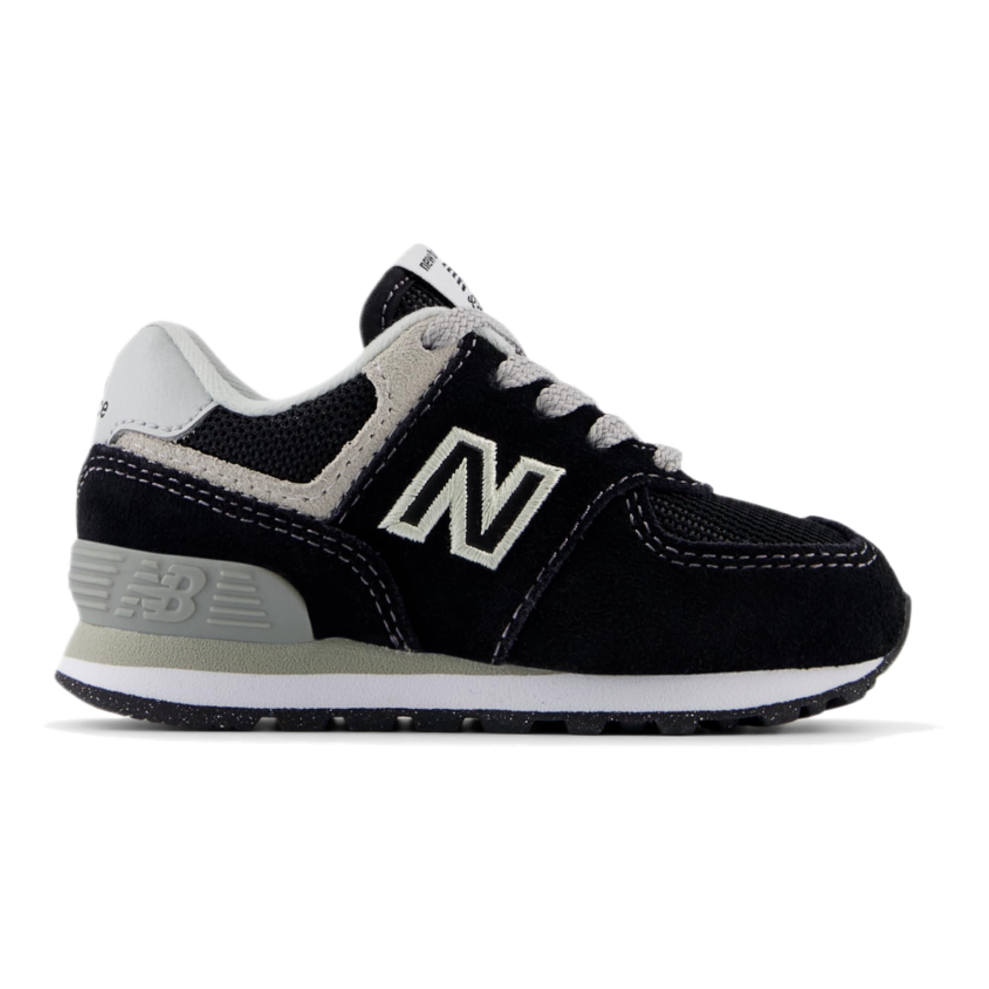 New Balance Kid's 574 V1 Lace-Up Sneaker, Black/White, 5.5 M Toddler Image