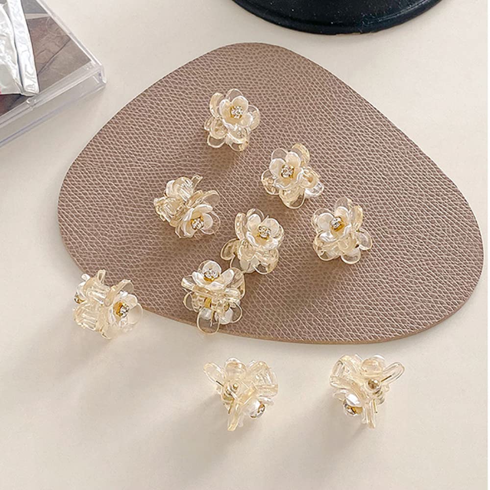 Hair Clips, Small Barrettes Claw Clips Hair Accessories for Women Girls, Set of 5 Flower Headwear for Party Wedding Daily, Clear Colour — image 1