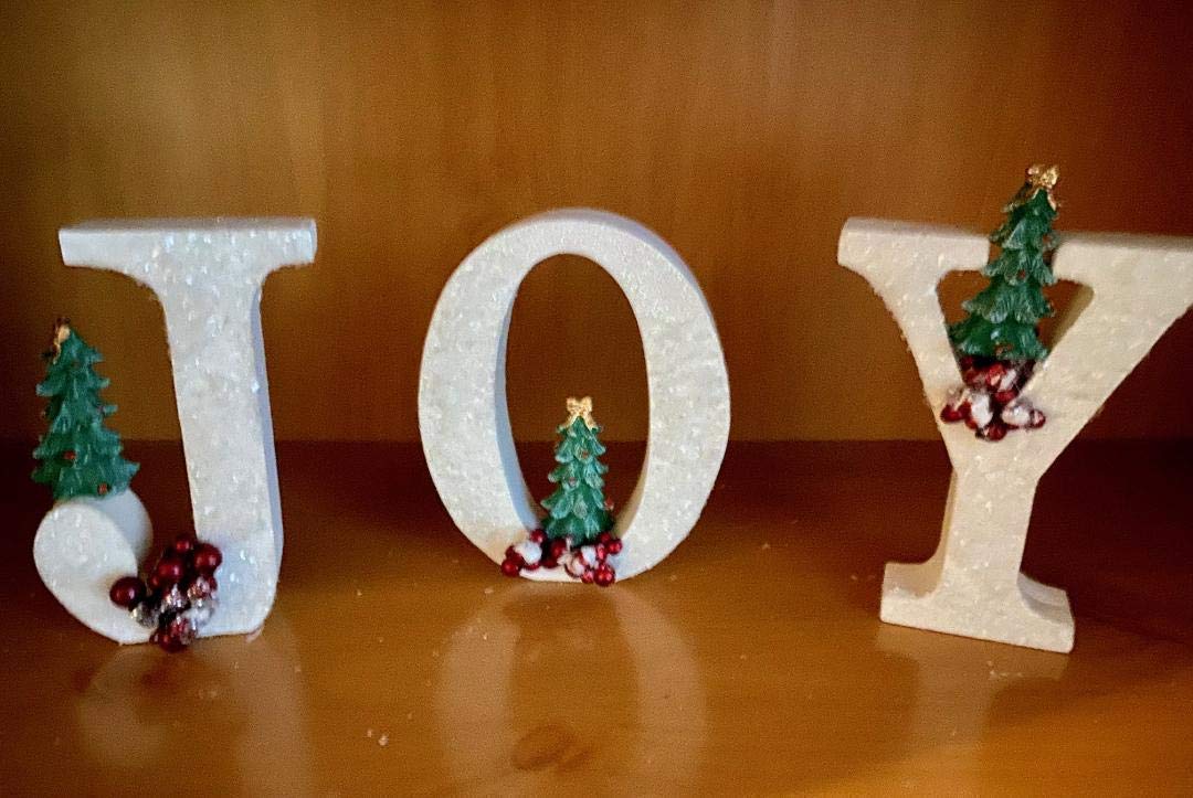 Amazon Com Joy Wood Lettering Joy White Christmas Glitter