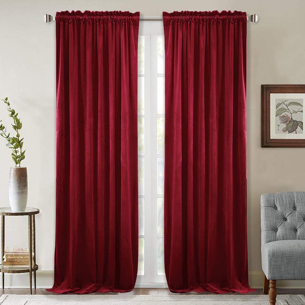 StangH Blackout Velvet Curtains 96 Inch Smooth Pleated Fashion Design