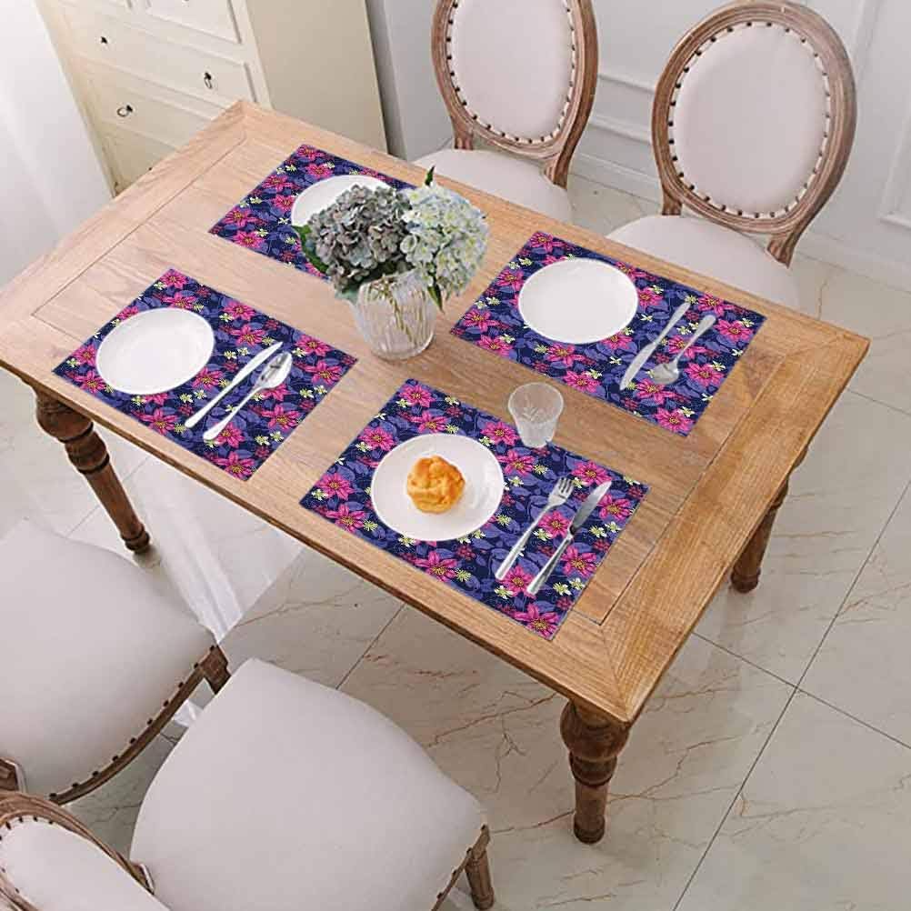 Dining Table Stain Resistant Washable Kitchen Table Mats, Floral
