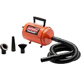 METROVAC AFTD-1L Air Force Commander 1.17 HP 2-Speed Pet Dryer Made in USA | Orange 1.17 HP Dog and Cat Hair Dryer, 2-Speed Air Force Commander for Long and Short Hair with Adjustable Pet Drying Airflow