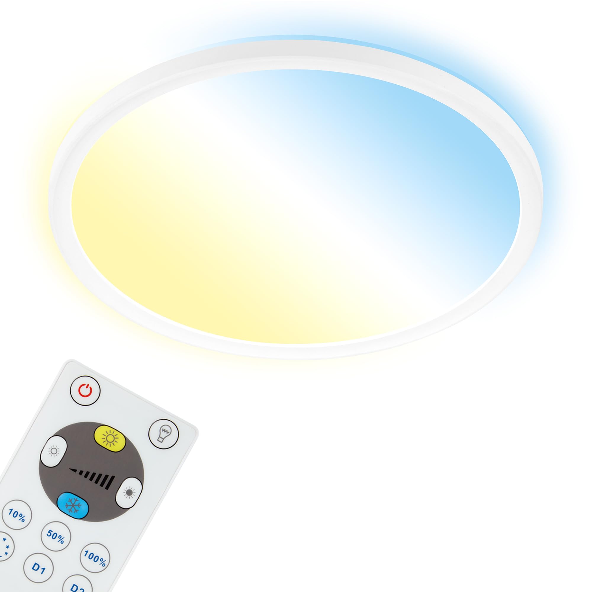 BRILONER Leuchten LED Panel Ceiling Light Dimmable Ceiling Light with Backlight with Remote Control 18 Watt 2400 Lumen White 293 x 28 mm (D x H)