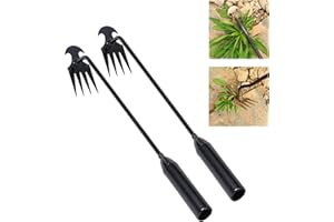 RuiGou-GuoLong 2023 New Weeding Artifact Uprooting Weeding Tool, Premium Manganese Steel Forged Weed Puller 4 Teeth Dual Purpose Weeder, Hand Weeder Tool for Gardening with Long Handle (2PCS)